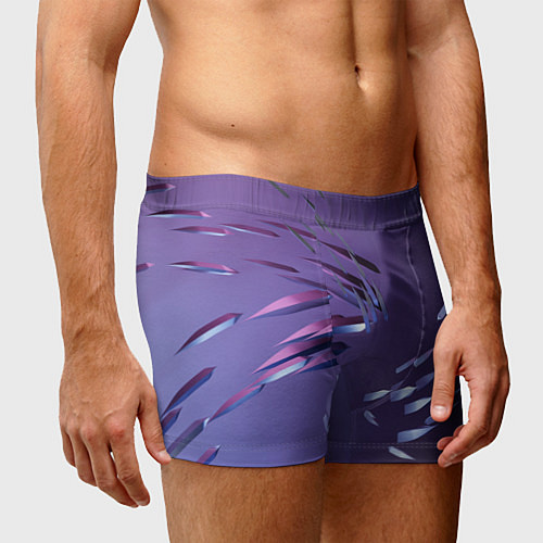 Мужские трусы Фиолетовый абстрактный фон и стеклянные лезвия / 3D-принт – фото 3