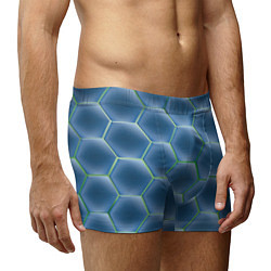 Трусы-боксеры мужские Синии шестигранники, цвет: 3D-принт — фото 2