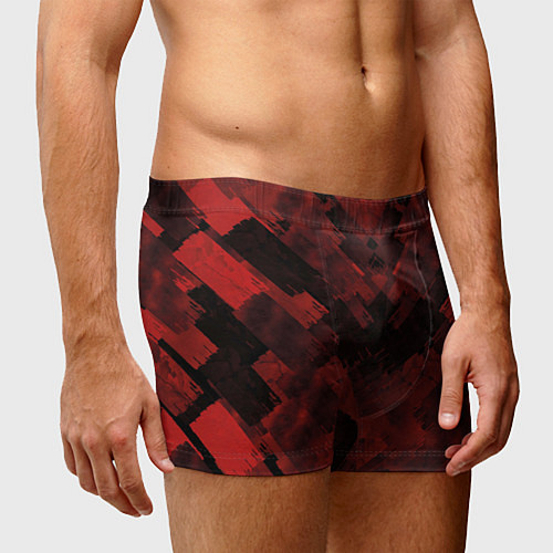 Мужские трусы Полосы красные и чёрные / 3D-принт – фото 3