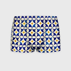 Трусы-боксеры мужские Бело-синяя лепестковая текстура, цвет: 3D-принт