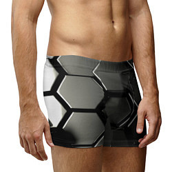 Трусы-боксеры мужские Хромированный гексагон объемный, цвет: 3D-принт — фото 2