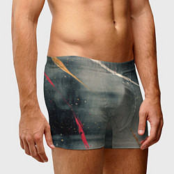 Трусы-боксеры мужские Серый туман и красные, оранжевые, белые мазки крас, цвет: 3D-принт — фото 2