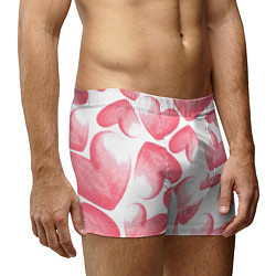 Трусы-боксеры мужские Розовые акварельные сердца - паттерн, цвет: 3D-принт — фото 2
