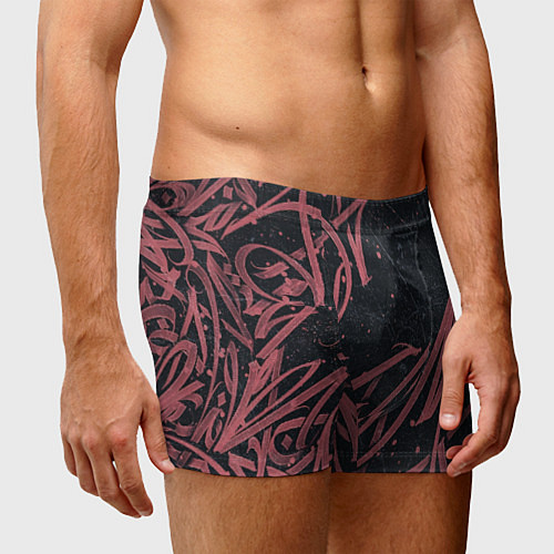 Мужские трусы Бордовое граффити / 3D-принт – фото 3