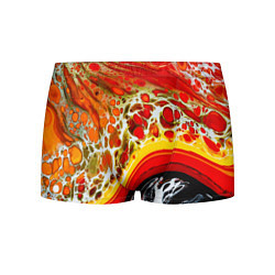 Трусы-боксеры мужские Брызги краски - красные, оранжевые разводы, цвет: 3D-принт