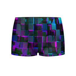 Трусы-боксеры мужские Неоновые линии и кубы, цвет: 3D-принт