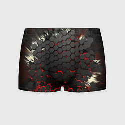 Трусы-боксеры мужские Черно-красные объемные плиты, цвет: 3D-принт