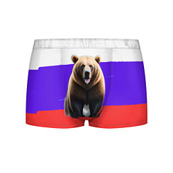 Трусы-боксеры мужские Медведь на флаге, цвет: 3D-принт