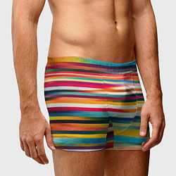 Трусы-боксеры мужские Разноцветные горизонтальные полосы, цвет: 3D-принт — фото 2