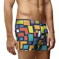 Трусы-боксеры мужские Тетрис цветные кубики, цвет: 3D-принт — фото 2
