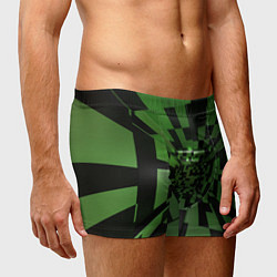 Трусы-боксеры мужские Чёрно-зелёный геометрический коридор, цвет: 3D-принт — фото 2