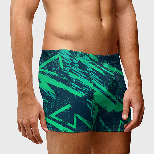 Мужские трусы Бирюзовая текстура / 3D-принт – фото 3
