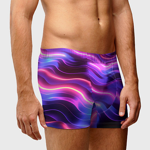 Мужские трусы Неоновые волны / 3D-принт – фото 3
