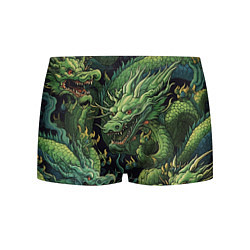 Трусы-боксеры мужские Зеленые драконы: арт нейросети, цвет: 3D-принт