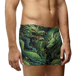 Трусы-боксеры мужские Зеленые драконы: арт нейросети, цвет: 3D-принт — фото 2