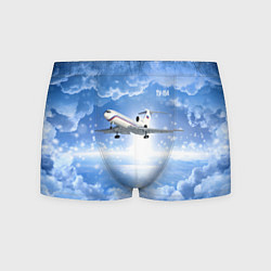 Трусы-боксеры мужские Ту-154 в морозном небе, цвет: 3D-принт
