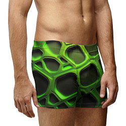 Трусы-боксеры мужские Объемные зеленые соты, цвет: 3D-принт — фото 2