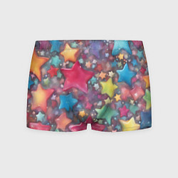 Трусы-боксеры мужские Разноцветные новогодние звёзды, цвет: 3D-принт
