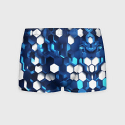 Трусы-боксеры мужские Cyber hexagon Blue, цвет: 3D-принт