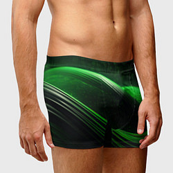 Трусы-боксеры мужские Зеленые абстрактные волны, цвет: 3D-принт — фото 2