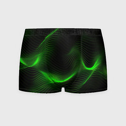 Трусы-боксеры мужские Зеленая абстракция на черном фоне, цвет: 3D-принт