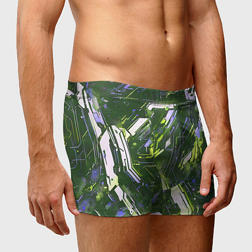 Мужские трусы Космические кибер схемы зелёные / 3D-принт – фото 3