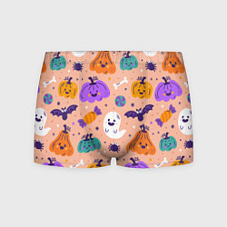 Трусы-боксеры мужские Halloween - pumpkins and ghosts, цвет: 3D-принт