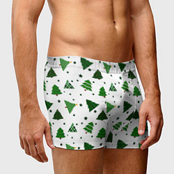 Трусы-боксеры мужские Узор с зелеными елочками, цвет: 3D-принт — фото 2