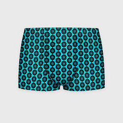 Трусы-боксеры мужские Стилизованные цветы чёрно-голубой, цвет: 3D-принт