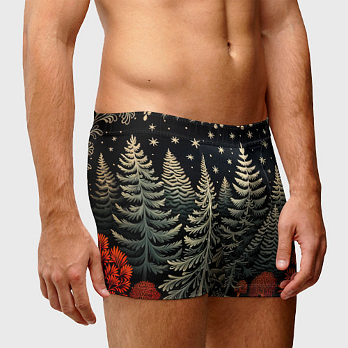 Мужские трусы Новогоднее настроение лес / 3D-принт – фото 3