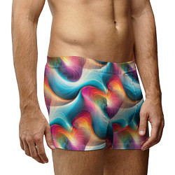 Трусы-боксеры мужские Волнообразная разноцветная абстракция, цвет: 3D-принт — фото 2