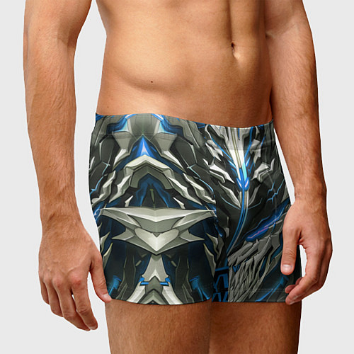 Мужские трусы Синий неоновый кибер демон / 3D-принт – фото 3