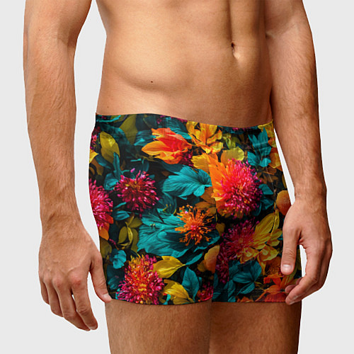 Мужские трусы Яркие шикарные цветы узор / 3D-принт – фото 3