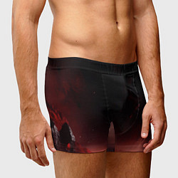 Трусы-боксеры мужские Красно черная космическая планета, цвет: 3D-принт — фото 2