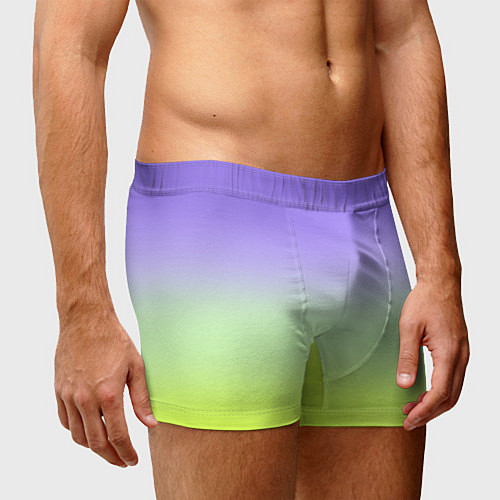 Мужские трусы Фиолетовый мятный и желто-зеленый градиент / 3D-принт – фото 3