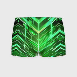 Трусы-боксеры мужские Зелёные неон полосы киберпанк, цвет: 3D-принт