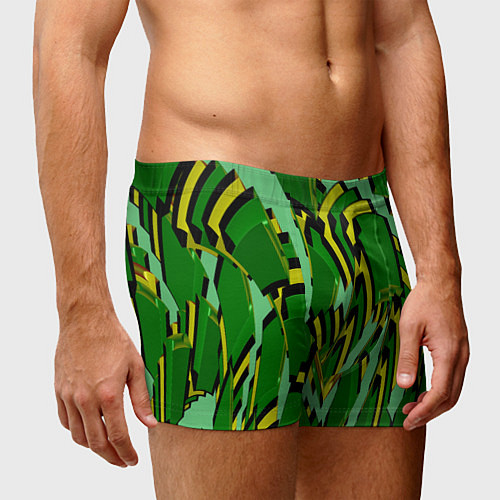 Мужские трусы Зеленая псевдокамуфляжная геометрия / 3D-принт – фото 3