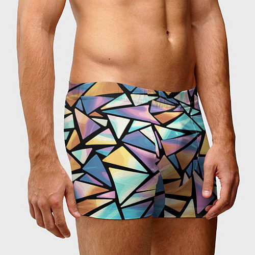 Мужские трусы Радужные треугольники - кристаллы голографические / 3D-принт – фото 3