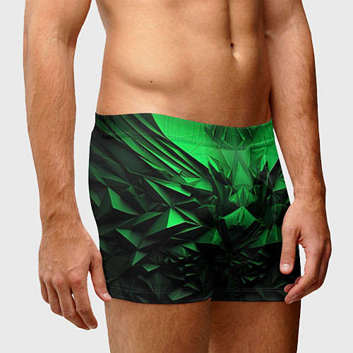 Мужские трусы Асимметрия зеленого узора / 3D-принт – фото 3