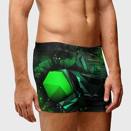Мужские трусы Мир абстрактной зелени / 3D-принт – фото 3
