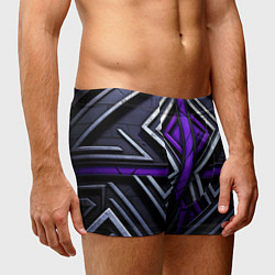 Трусы-боксеры мужские Фиолетовые вставки на черном фоне, цвет: 3D-принт — фото 2