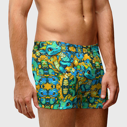 Мужские трусы Милые новогодние дракончики / 3D-принт – фото 3