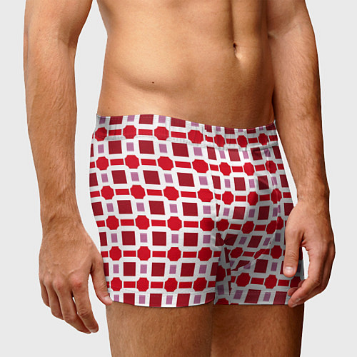 Мужские трусы Красные кирпичики и белые полосы / 3D-принт – фото 3