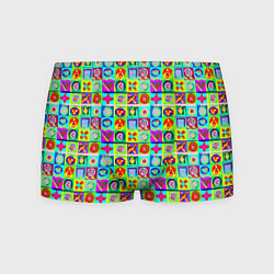 Трусы-боксеры мужские Сердца и квадраты абстракция, цвет: 3D-принт