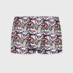 Трусы-боксеры мужские Совы в розовых очках, цвет: 3D-принт