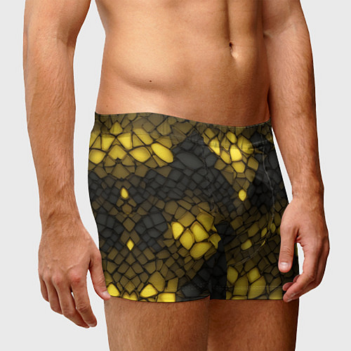 Мужские трусы Жёлтый трескающийся камень / 3D-принт – фото 3