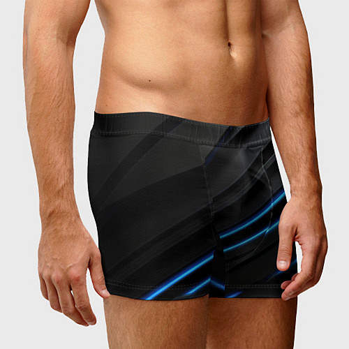 Мужские трусы Синие неоновые линии на черном / 3D-принт – фото 3