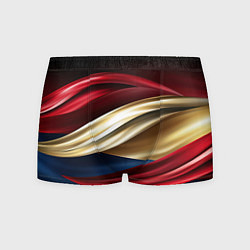 Трусы-боксеры мужские Золотые и красные волны абстракции, цвет: 3D-принт
