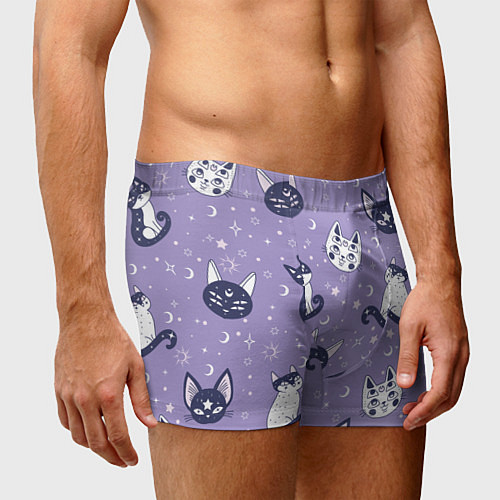 Мужские трусы Мистические кошечки - паттерн фиолетовый / 3D-принт – фото 3