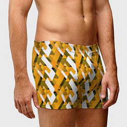 Трусы-боксеры мужские White and yellow shapes, цвет: 3D-принт — фото 2